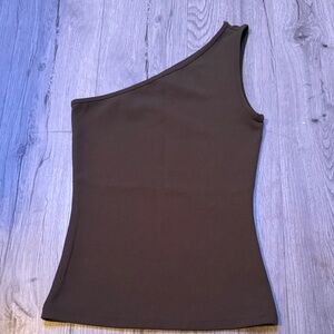 Elegant olive green One-Shoulder Top